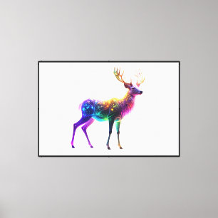 Impressão Em Tela Arte de Veado Neon Vibrante e Fofo