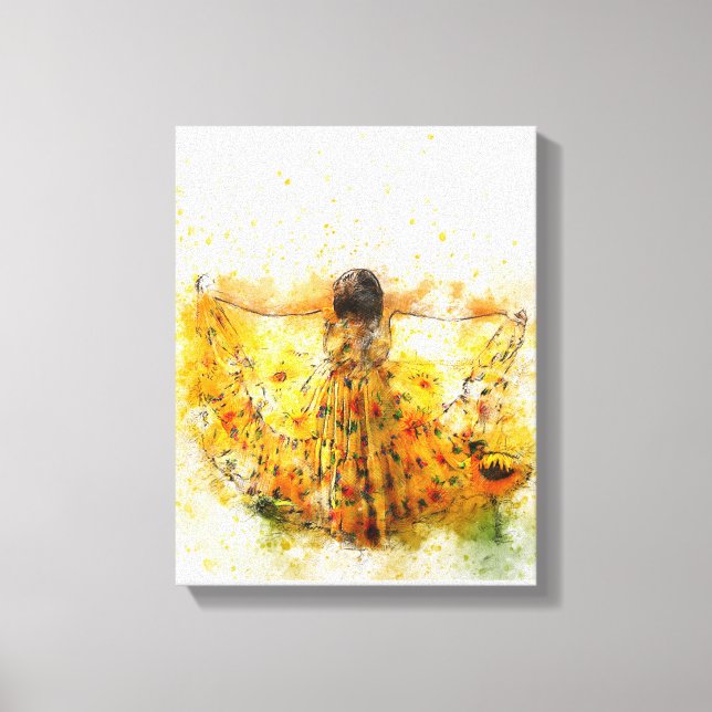 Impressão Em Tela Arte De Vestido De Girassol (Frente)