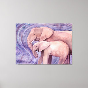 Impressão Em Tela Arte de Vida Selvagem de Dois Elefantes por Molly