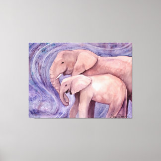 Impressão Em Tela Arte de Vida Selvagem de Dois Elefantes por Molly 