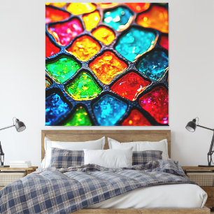 Impressão Em Tela Arte de Vidro Colorido Tom Joia Brilho Design