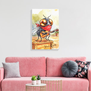 Impressão Em Tela Arte de Voo de Guitarra Divertida