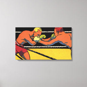 Impressão Em Tela Arte Deco Esportivo de Boxe Antigo, Boxeadores Soc