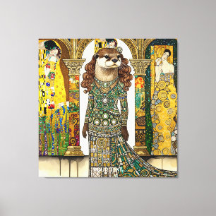 Impressão Em Tela Arte Deco Fantasia de Lontra Fofa