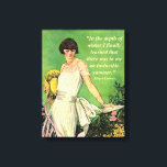 Impressão Em Tela Arte Deco Fashion: Citação Motivacional de Inverno<br><div class="desc">Esta ilustração é de um Diário Home de Pessoas impresso na década de 1920. Se apresentar uma mulher adorável num vestido branco lindo cercado por um jardim de Verão. Melhorei-o com uma citação motivacional de Albert Camus, lembrando-nos que, por mais sombrio que seja o nosso mundo, podemos sempre encontrar a...</div>