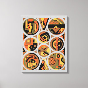 Impressão Em Tela Arte Deco Pochoir Jazz Círculos Geométricos Vintag