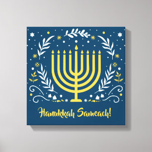 Impressão Em Tela Arte Decorativa Menorah Hanukkah Wood Wall