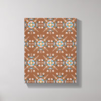 Arte Desenhada à Mão Boho Azul Mandala Marrom