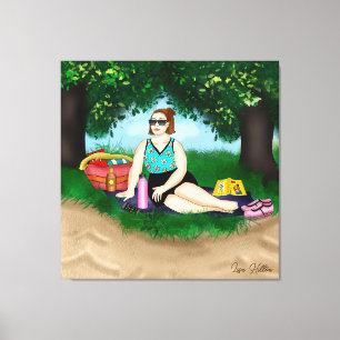Impressão Em Tela Arte desenhada Relaxamento de mulheres em Praia
