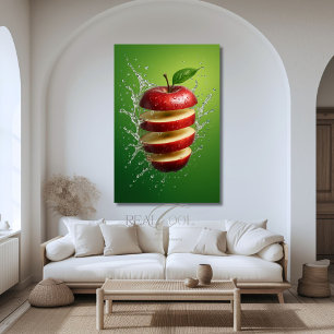 Impressão Em Tela Arte Digital de Maçã Vermelha Flutuante com Salpic