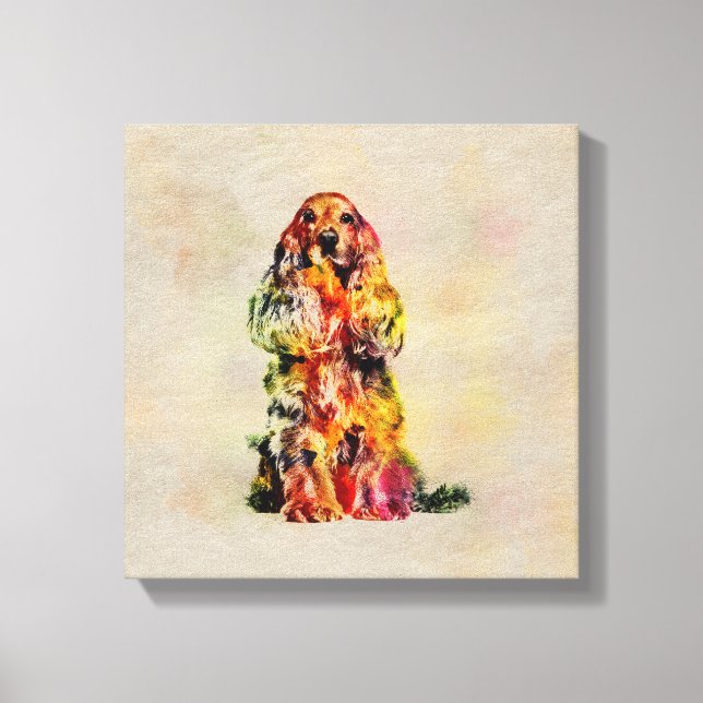 Impressão Em Tela Arte Digital em Inglês Cocker Spaniel Dog (Frente)