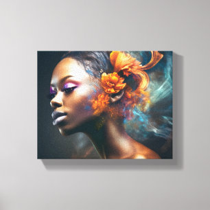 Impressão Em Tela arte digital feminino abstrato laranja preto