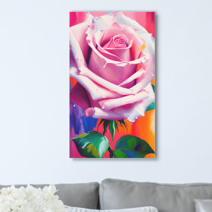 Impressão Em Tela Arte Digital Moderna Rosa Rosa Brilhante Única