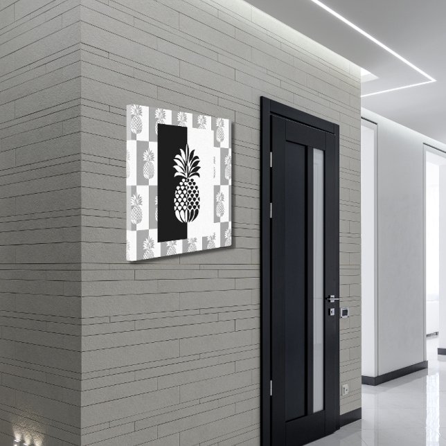 Impressão Em Tela Arte do Abacaxi | Preto Moderno e Branco (Criador carregado)