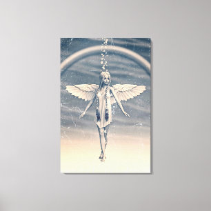 Impressão Em Tela Arte do Arco-íris do Anjo Guardião Vintage