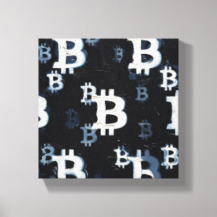 Impressão Em Tela Arte do Bitcoin (BW #4) pintura a óleo