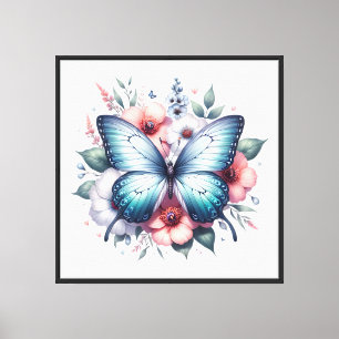 Impressão Em Tela Arte do Buquê Floral de Borboleta Vibrante-96283