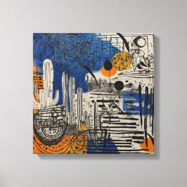 Impressão Em Tela Arte do cacto do deserto azul