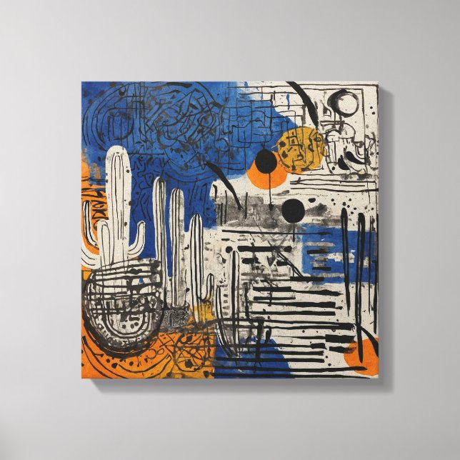 Impressão Em Tela Arte do cacto do deserto azul (Frente)