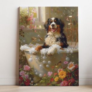 Impressão Em Tela Arte do Cão de Montanha Bernês, Arte de Banheiro