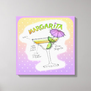 IMPRESSÃO EM TELA ARTE DO COCKTAIL DA RECEITA DE MARGARITA