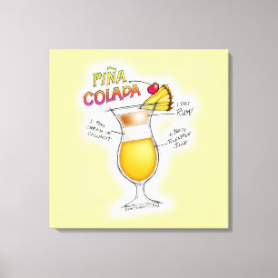 IMPRESSÃO EM TELA ARTE DO COCKTAIL DA RECEITA DE PINA COLADA