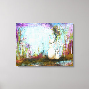 Impressão Em Tela Arte do Mama Coelho Bebê Coelho Lunático da