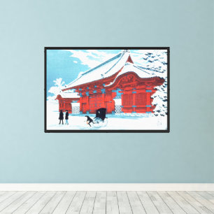Impressão Em Tela Arte do Portão Vermelho Japonês Antigo na Neve de 