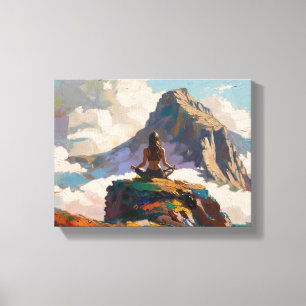 Impressão Em Tela Arte do Yoga: Beleza Equilibrada (Pintura a Óleo N