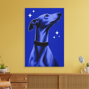 Impressão Em Tela Arte Editorial Monocromático Azul Elegante Greyhou