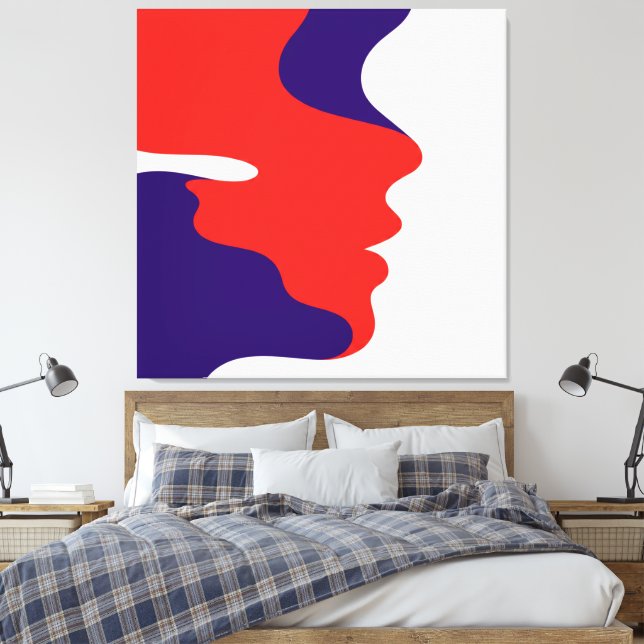 Impressão Em Tela Arte Elegante de Abstrato vermelho e roxo que flui (Insitu(Quarto))