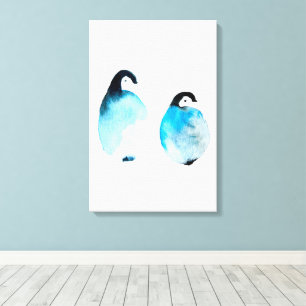 Impressão Em Tela Arte em aquarela de pinguim fofo