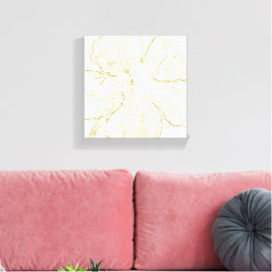 Impressão Em Tela Arte em Linha Floral Dourado Ousado Minimalista Ma