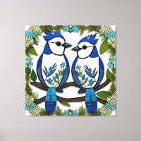 Arte em papel de pássaros gaios azuis