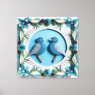 Impressão Em Tela Arte em papel de pássaros gaios azuis