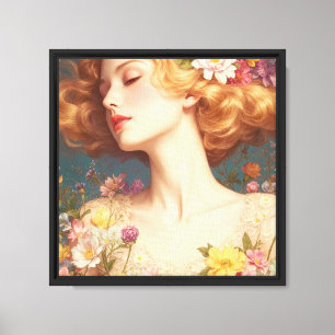 Impressão Em Tela Arte em Tecido Vintage Floral Goddess