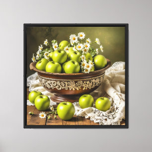 Impressão Em Tela Arte em Tela 16"x16". Maçãs Verdes