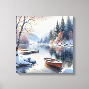 Impressão Em Tela Arte em Tela Cena de Lago de Inverno