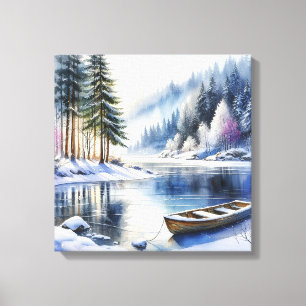 Impressão Em Tela Arte em tela cena de lago no inverno