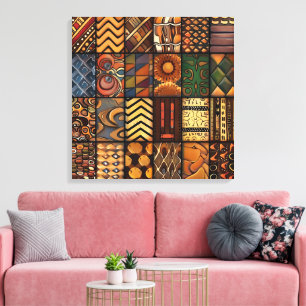 Impressão Em Tela Arte em Tela com Padrão Tribal Africano