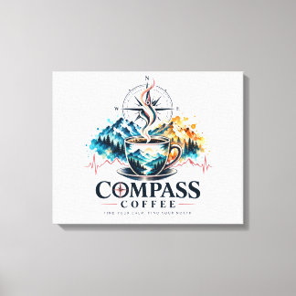 Impressão Em Tela Arte em Tela Compass Coffee Montanha