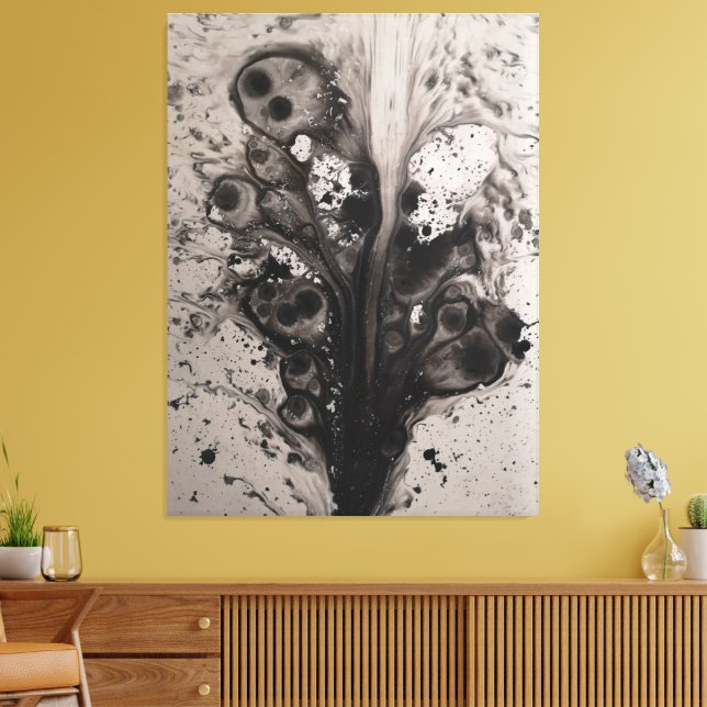 Impressão Em Tela arte em tela em aquarela abstrata escura (Insitu(Sala de estar))