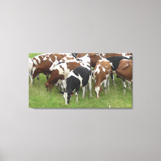 Impressão Em Tela Arte em Tela Envelopada de Vacas Leiteiras Marrons (Frente)