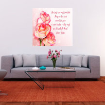 Arte em Tela Envolvida Rosas Cor-de-Rosa Helen Kel