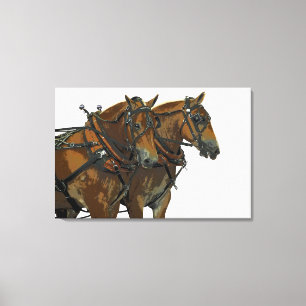 Impressão Em Tela Arte em Tela Esticada da Equipe de Cavalo de Traçã