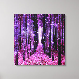 Impressão Em Tela Arte em Tela Floresta Mágica Roxa Rosa