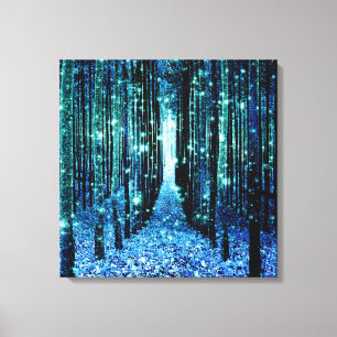 Impressão Em Tela Arte em Tela: Floresta Mágica Turquesa Azul