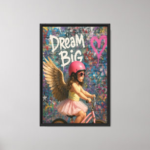 Impressão Em Tela Arte em Tela Impressa de Menina Anjo de Bicicleta