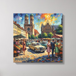 Impressão Em Tela Arte em Tela Mercado de Munique ao lado das Torres
