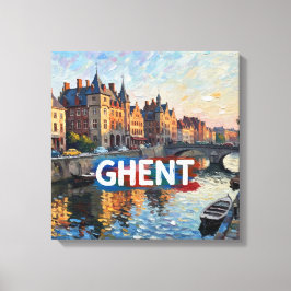 Impressão Em Tela Arte em Tela Reflexos do Canal de Gand